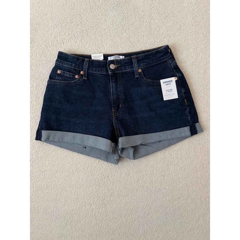 Denizen From Levi's Mom Shorts Womens 6 Blue Denim High-Rise 3" Inseam Stretch
